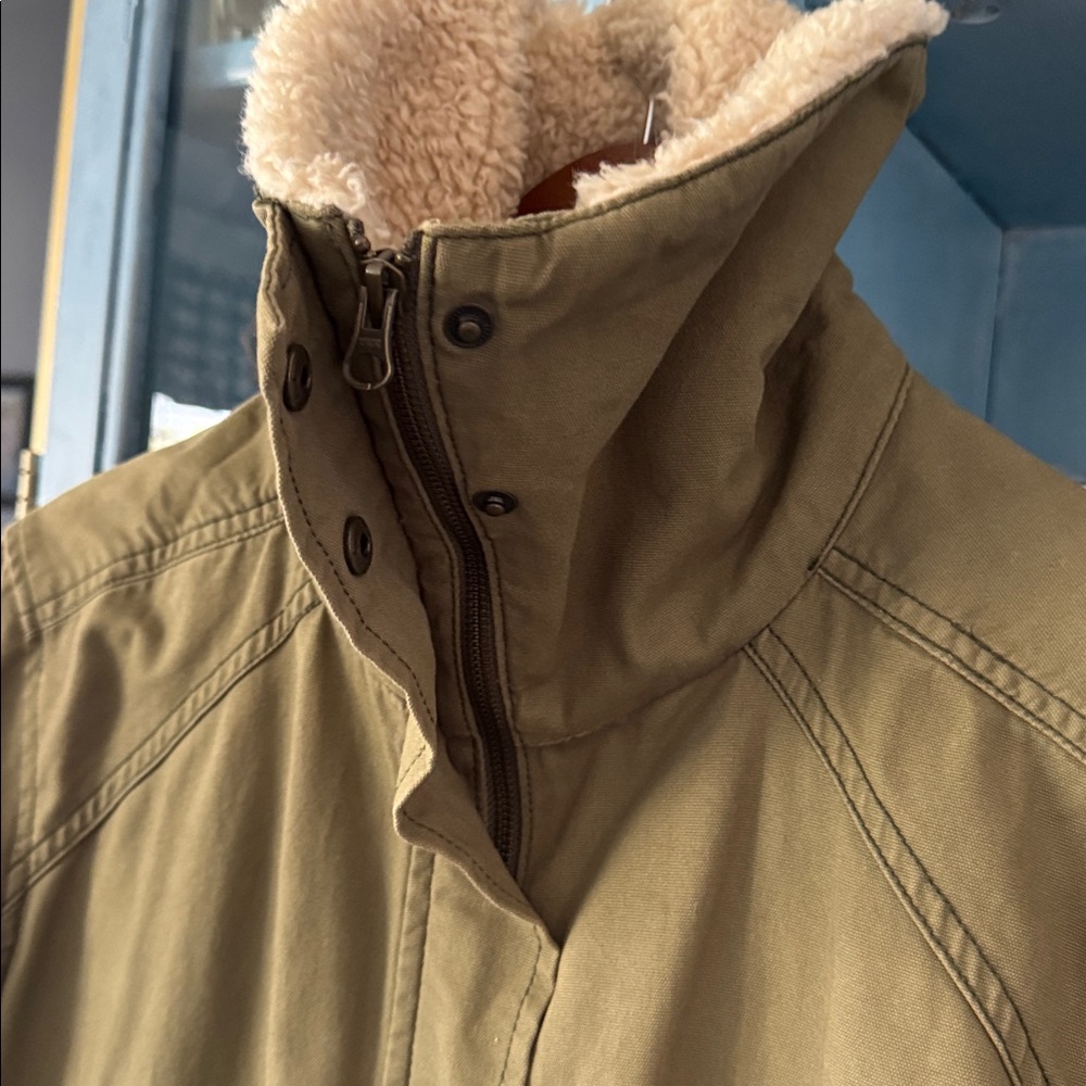 Olive Utility Jacket with Sherpa Collar - Picture 5 of 5